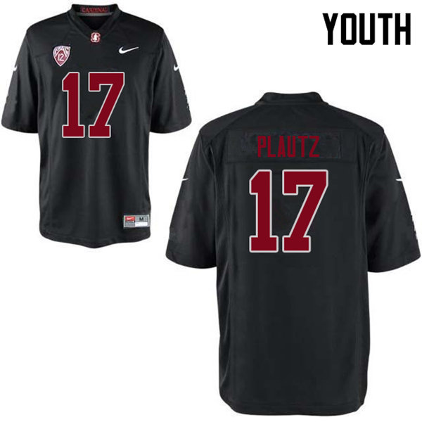 Youth #17 Dylan Plautz Stanford Cardinal College Football Jerseys Sale-Black